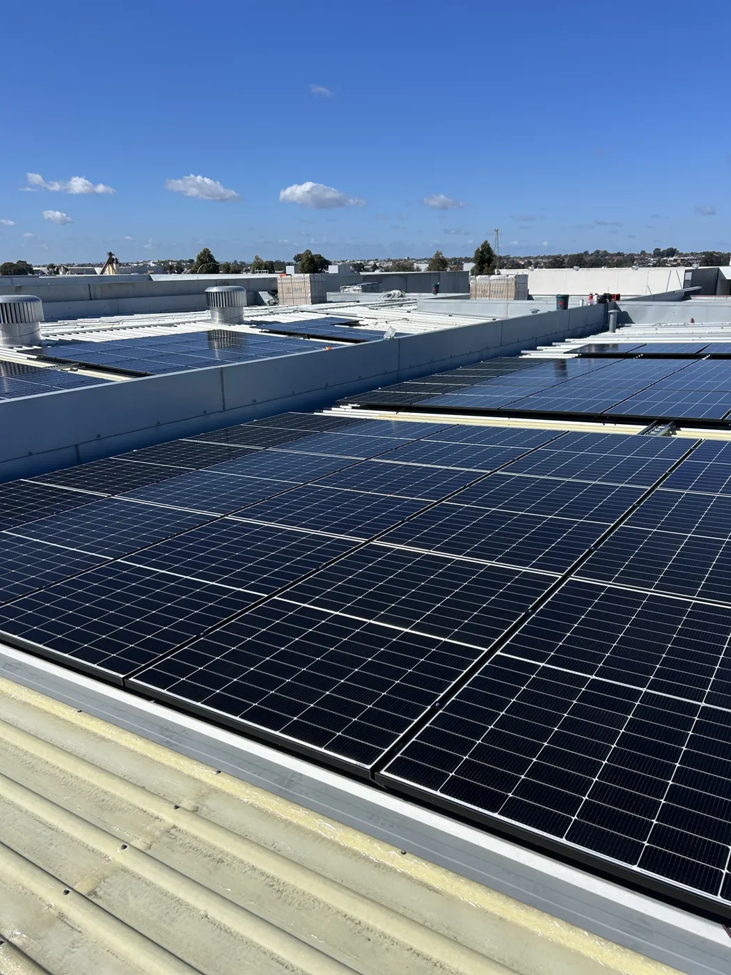 100kW solar array on the factory roof at Custom Bench Tops in Wangara