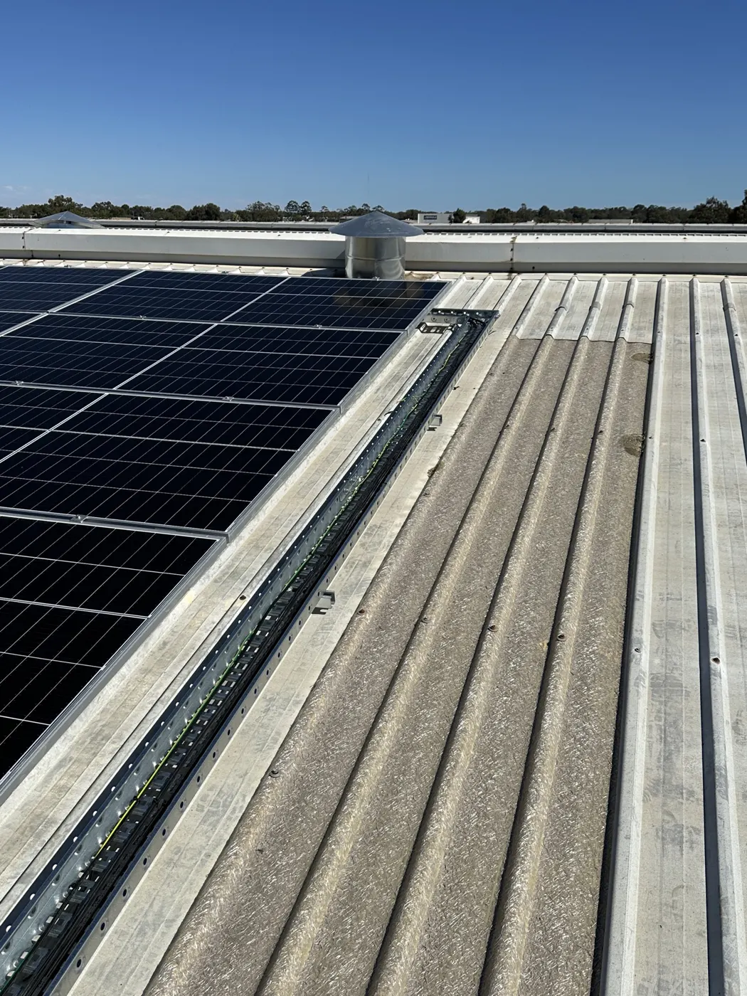 Close view of the solar array on the Jarrahdale Heating and Cooling roof