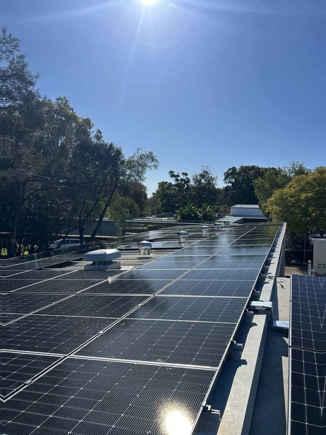 Solar panels on the roof at Fremantle Cemetery