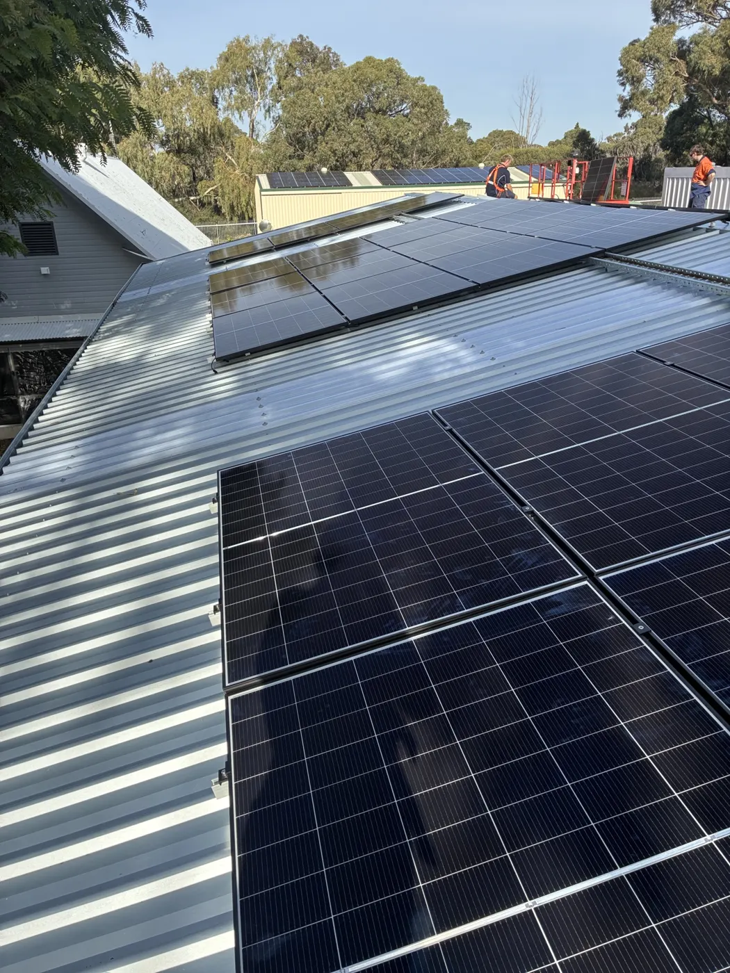 New solar panels on a cemetery building roof at Karrakatta